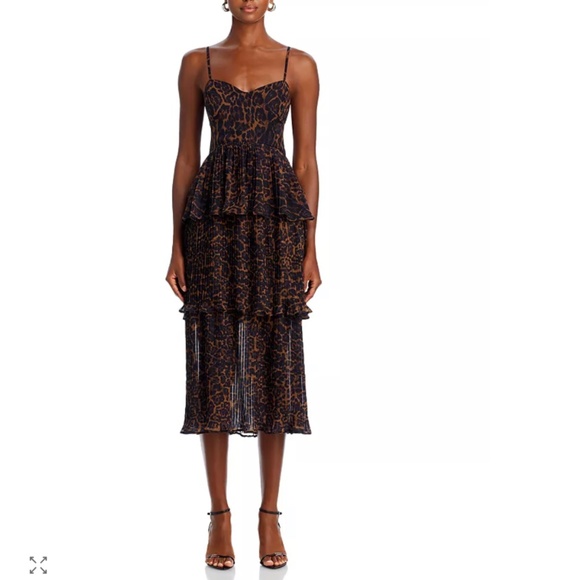 AQUA Leopard Pleated Tier Dress – Size L – NWT – $148 Retail - Picture 6 of 7